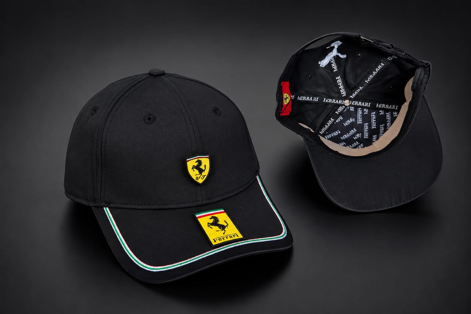 Ferrari Italian Stripe Cap — Black