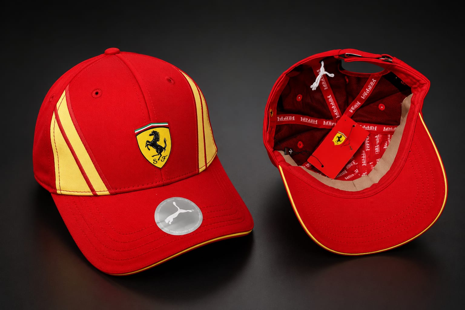 Ferrari Yellow Stripe Cap — Red